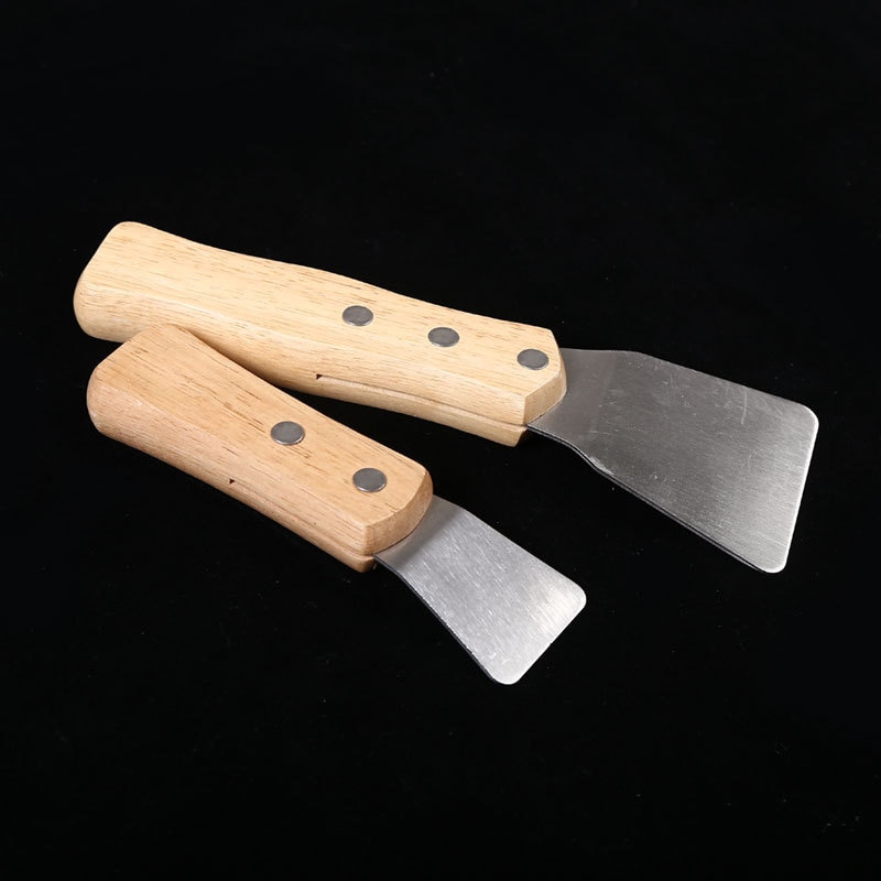 2pcs/pack Big+Small Spatula Scoop with Wooden Handle Ceiling Film Shovel Spatula Accessories for welding harpoon