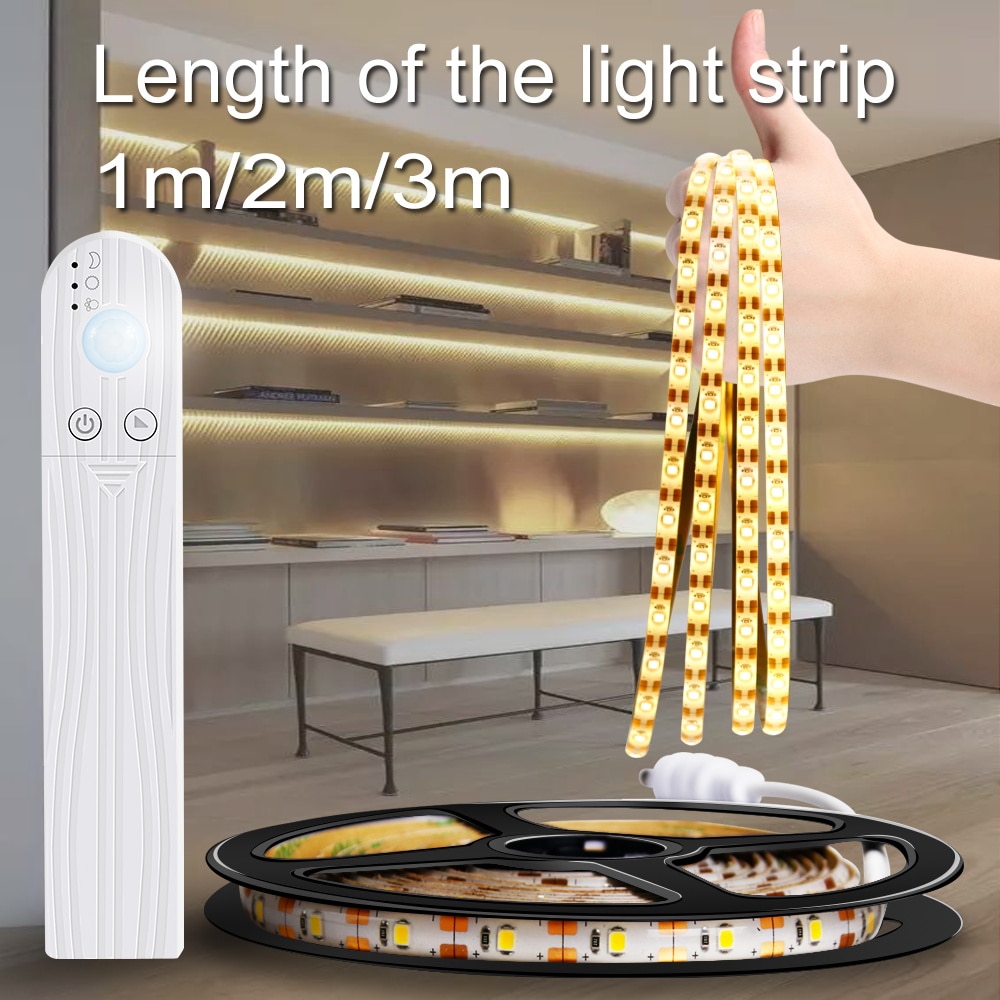 Wireless Motion Sensor LED Strip Light 5M USB Fita LED Strip Lamp Tape TV Under Bed Cabinet Closet Wardrobe Stairs Night Light
