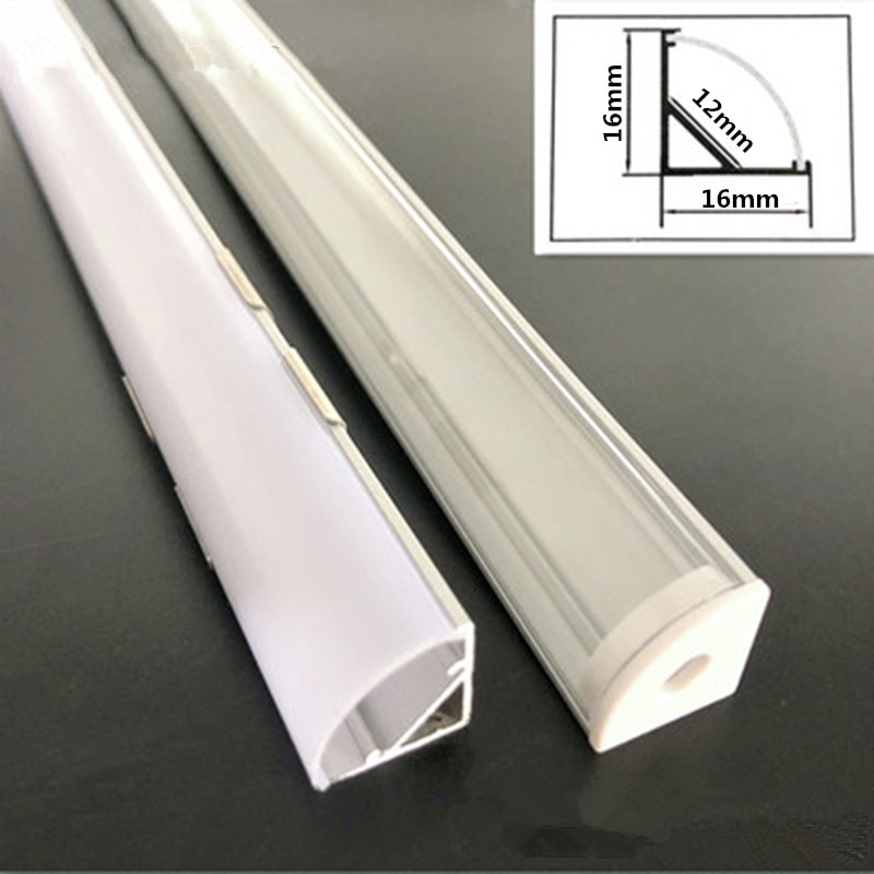 2-30pcs/lot 0.5m/pcs 45 degree angle aluminum profile for 5050 3528 5630 LED strips Milky white/transparent cover strip channel