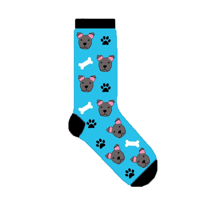 American Staffordshire Terrier socks women cotton socks with paw dog bone pit bull women socks 50 pairs/lot wholesale