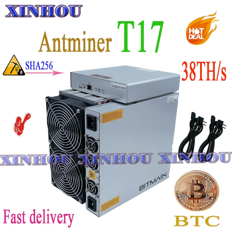 BTC BCH miner AntMiner T17 38T SHA256 Asic miner better Than S9 S19 K5 T17 T15 S15 S17 Z11 B7 T2T T3 WhatsMiner M20S M21S M30S