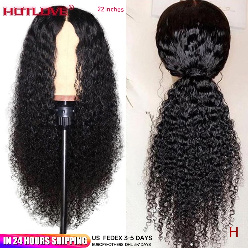 Brazilian Hair Kinky Curly Lace Part Human Hair Wigs 13x1 Lace Front Hair Wigs with Baby Hair Pre Plucked Remy Hair 150% Density