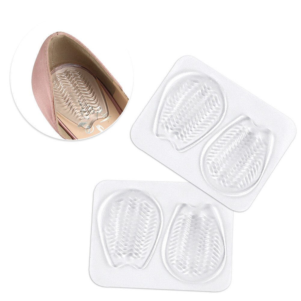 1 Pair Invesible Transparent Silicone Gel Shoes Cushion Insoles Half Yard Pads Heel Shoe Inserts Massage Relief Foot Care Tool