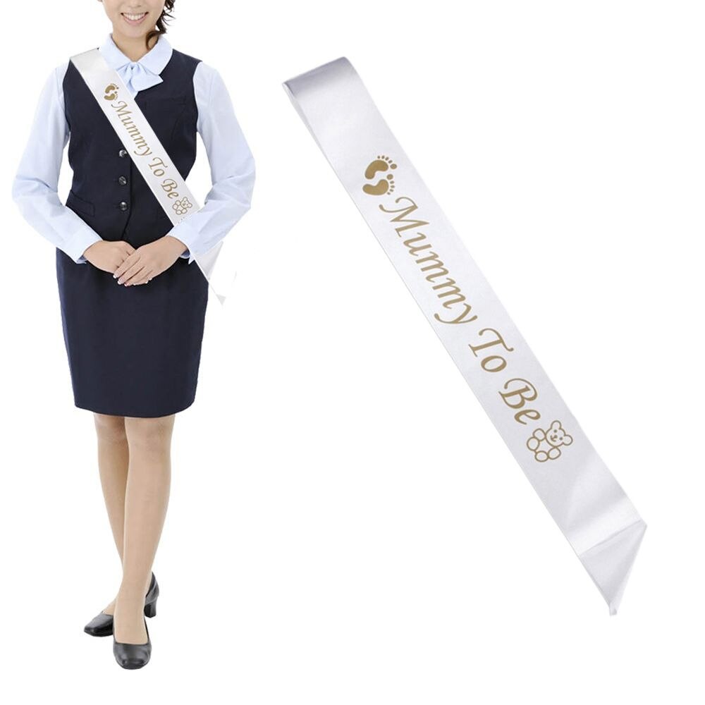 Footprint Mummy To Be Sashes White Satin Ribbon MumTo Be Shoulder Strap Baby Shower Pregnant Mom Gift Party Decorations