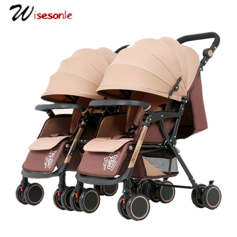 Wisesonle Twin baby stroller can be split, sit, lay, lightweight, two-seater, twin size, four-wheeled stroller