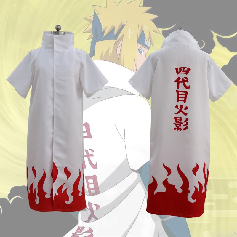 Наруто Shippuden Cosplay Cloak 4th and 6th Hokage Cloak Robe White Cape Dust Coat Unisex Fourth Hokage Namikaze Minato Uniform