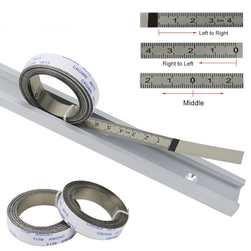 1/2/3M Stainless Steel Miter Track Tape Measure Self Adhesive Metric Scale Ruler SDF-SHIP