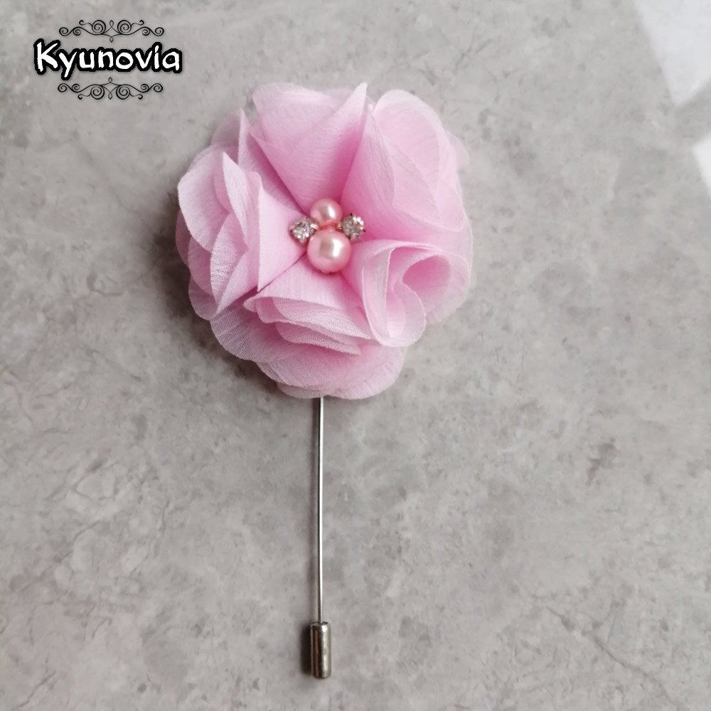 Kyunovia Chiffon Boutonniere Prom Suit Decoration Wedding Flowers Buttonhole Groom Brooch Pin Wedding Corsage Boutonniere D141