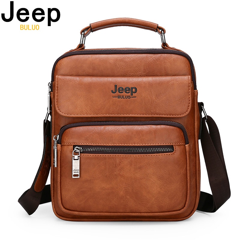 JEEP BULUO Brand Man Split Leather Crossbody Shoulder Messenger Bag For iPad Big Size Men's Handbags Famous Casual Business