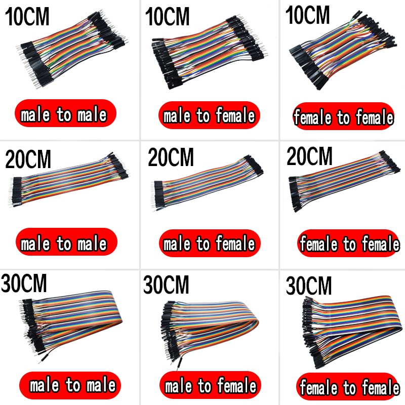 40PIN 10CM 20CM 30CM Dupont Line Male to Male + Female to Male and Female to Female Jumper Dupont Wire Cable for arduino DIY KIT