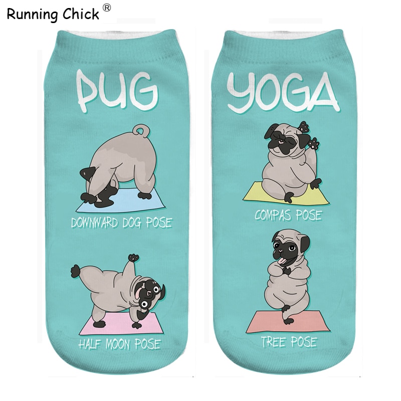 Pug Yoga Pose Printed Socks New Wholesale Dropshipping, Slippers Women, Dropship Suppliers, Women Socks 5 Pairs
