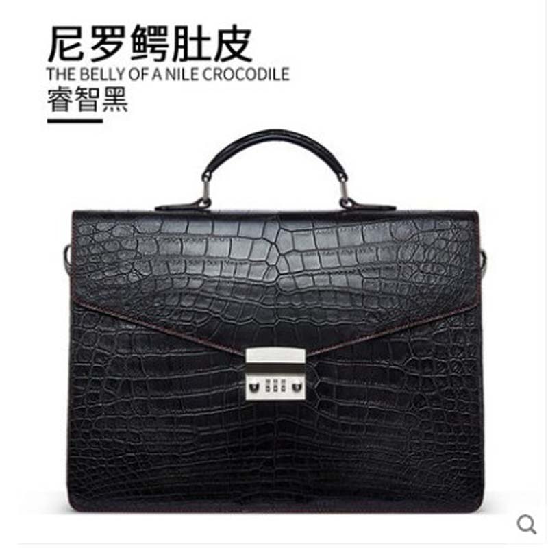 gete crocodile Briefcase man manual Nile alligator belly man bag burglar lock handbag single shoulder bag