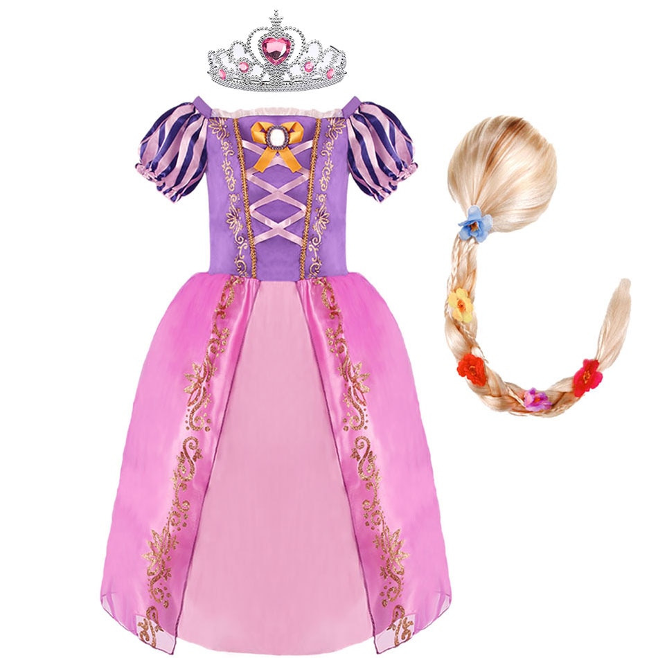 Girls Rapunzel Dress Princess Kid Summer Carnival Costume Dress Up Child Halloween Christmas Cosplay Tangled Evening Party Dress