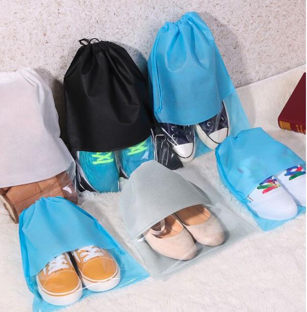 1Pc S/L Reusable Travel Organizer Drawstring Bag Waterproof Shoes Storage Bag Pouch Portable Cover Non-Woven Laundry Organizer