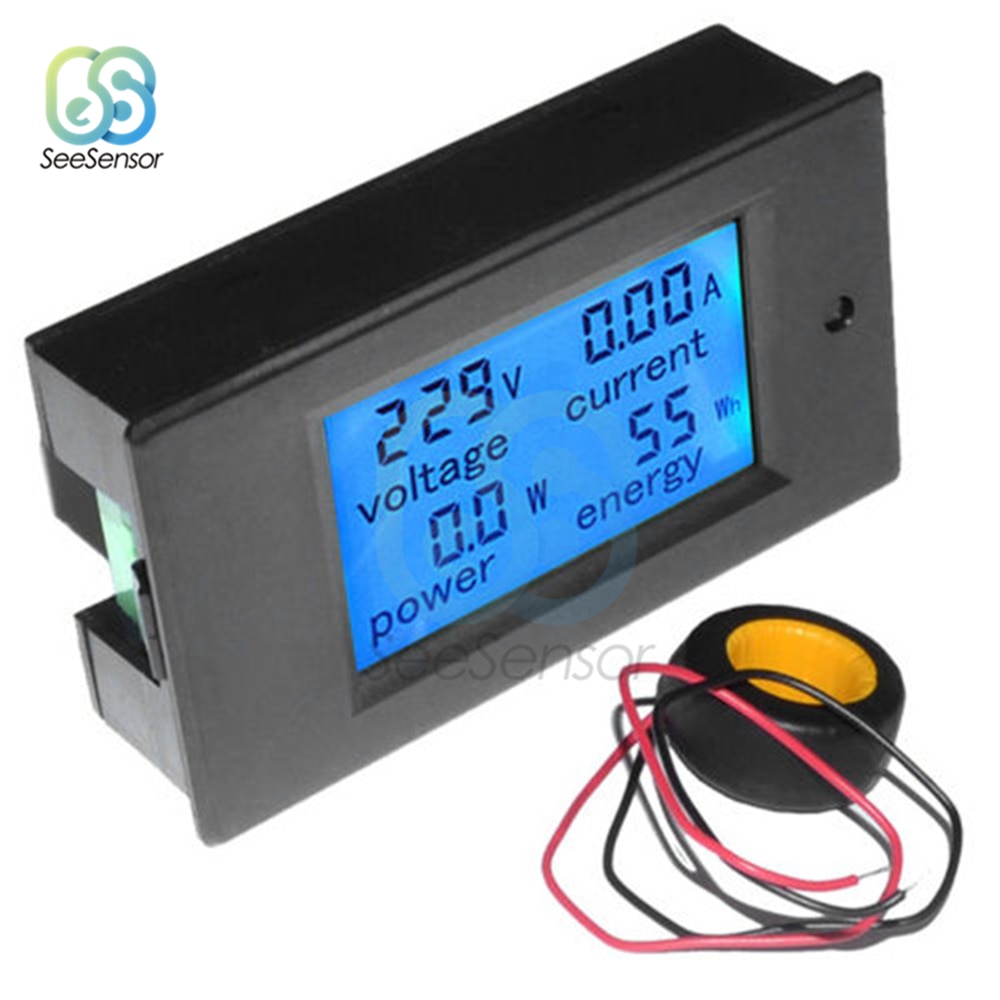 Multimeter Ammeter Voltmeter Wattmeter AC 80-260V 0-100A LCD Digital Display Current Voltage Power Energy Meter