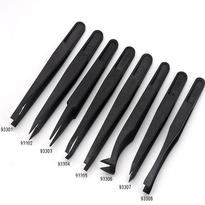 8pcs Anti-static Electronic Plastic Tweezers Kit ESD Forceps PCB Repair Hand Tools Set