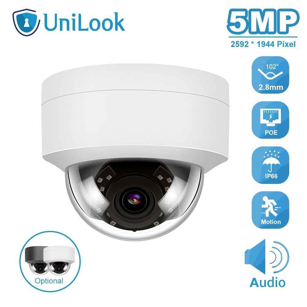 UniLook 5MP Dome POE IP Security Camera Outdoor Buid-in-Mic Home CCTV Camera IP66 IR 30m Hikvision Compatible ONVIF H.265 P2P