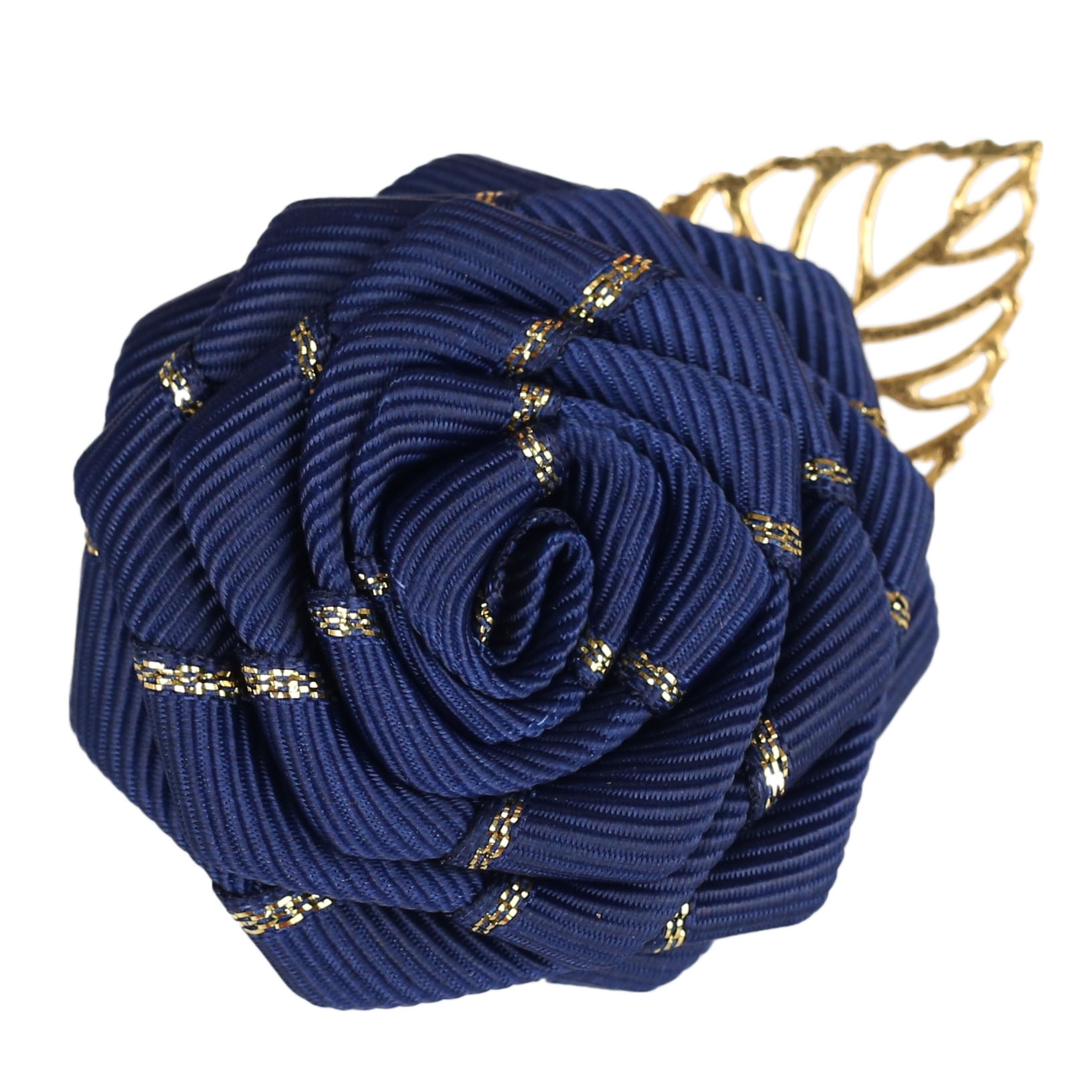 New Wedding Prom Corsage Ceremony Flower Brooch Dark Blue Wedding Groom Buttonhole Ribbon Groom Boutonniere Golden Leaf XH039B