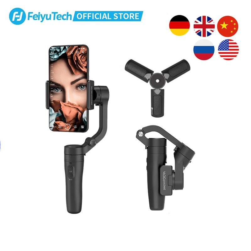 FeiyuTech Official Vlog Pocket Foldable 3-Axis Handheld Gimbal Smartphone Stabilizer Selfie Stick for iPhone 12 11 Samsung Note9