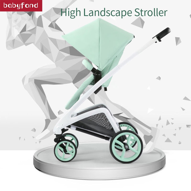 KUB baby stroller 3 in 1high landscape can sit reclining one button to collect the car foldable 4 wheel shock baby stroller