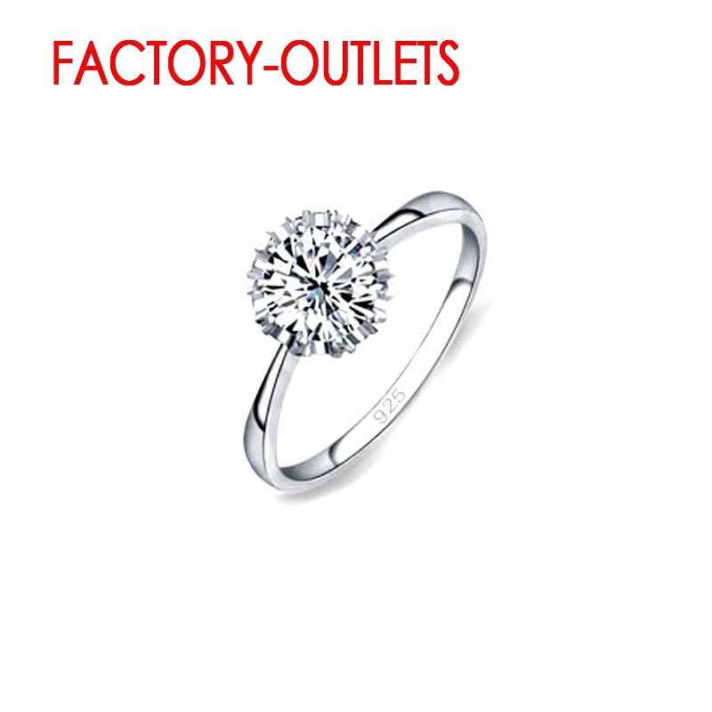 925 Sterling Silver Engagement Ring Fashion Jewelry Classic Style Cubic Zirconia Prong Setting Women Girls Wholesale