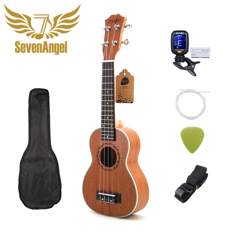 SevenAngel 21 Inch Ukulele Soprano 4 Strings Mini Guitar 15 Frets Hawaii Ukelele Closed Knob Uku Wholesale Dropshipping