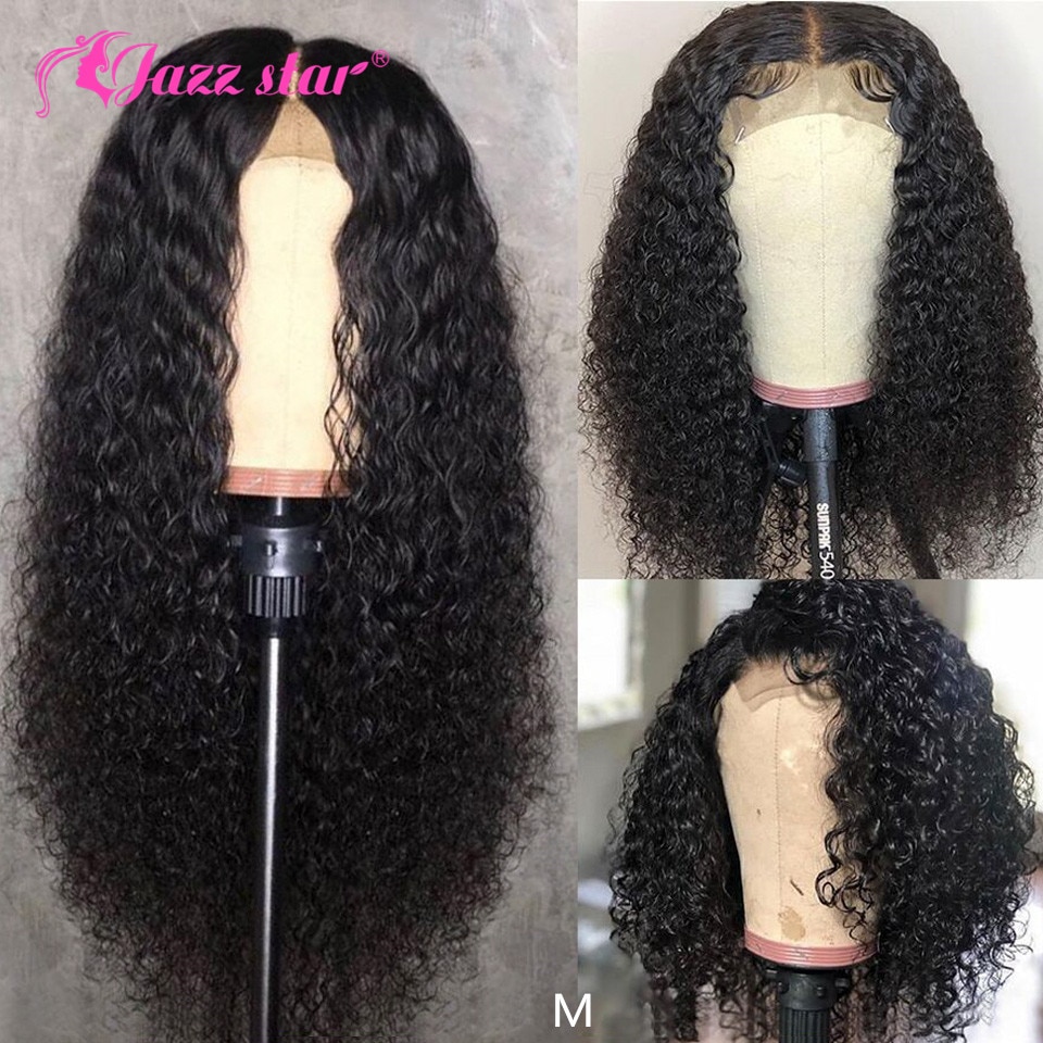 Brazilian Kinky Curly Wig Human Hair Wigs for Women 4x4 Lace Closure Wig Curly Human Hair Wig Jazz Star Lace Wig Non-Remy