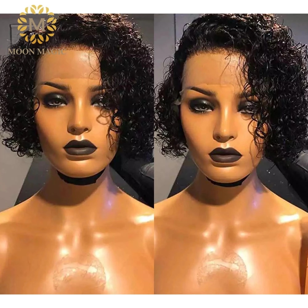 13x4 Curly Bob Lace Front Wigs 4x4 Lace Closure Wig Short Bob Wig Lace Front Human Hair Wigs Pixie Cut Lace Wig 250 Density