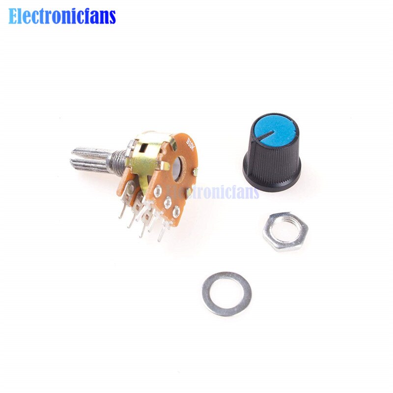 1pcs WH148 Potentiometer Resistor B10K 10K 6Pin Linear Taper Rotary Potentiometer for Arduino with Cap