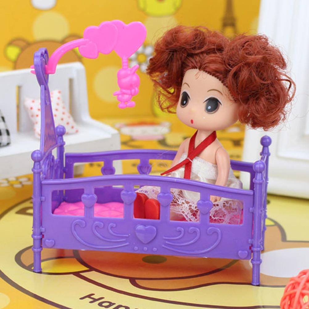 Mini Rocking Cradle Bed Rattle Dollhouse Toy for Girls Brinquedos Doll Accessories Educational Toys