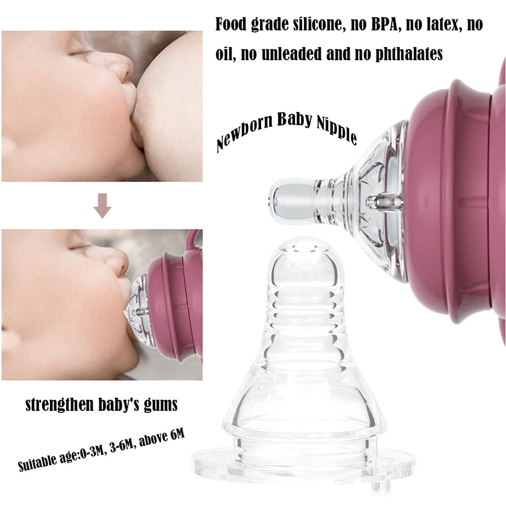 Transparent Baby Breast Feeding Nipple Kids Silicone Wide Caliber for Different Milk Bottle Pacifier Children Nipple