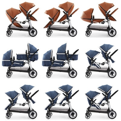 Hot 2 In 1 Twins Stroller Double Light Folding Cart Reclining Seats Two Baby Strollers Pram Baby Basket