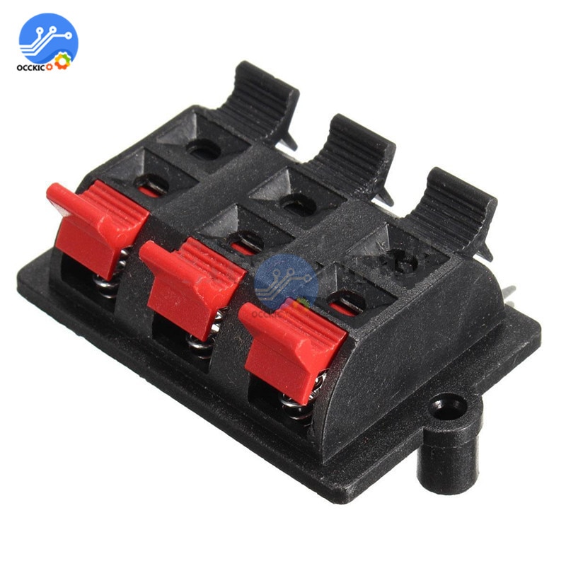 6 Way Channel Speaker Terminal Spring Jack Connector Audio Speaker Stereo Plate Strip Block Release