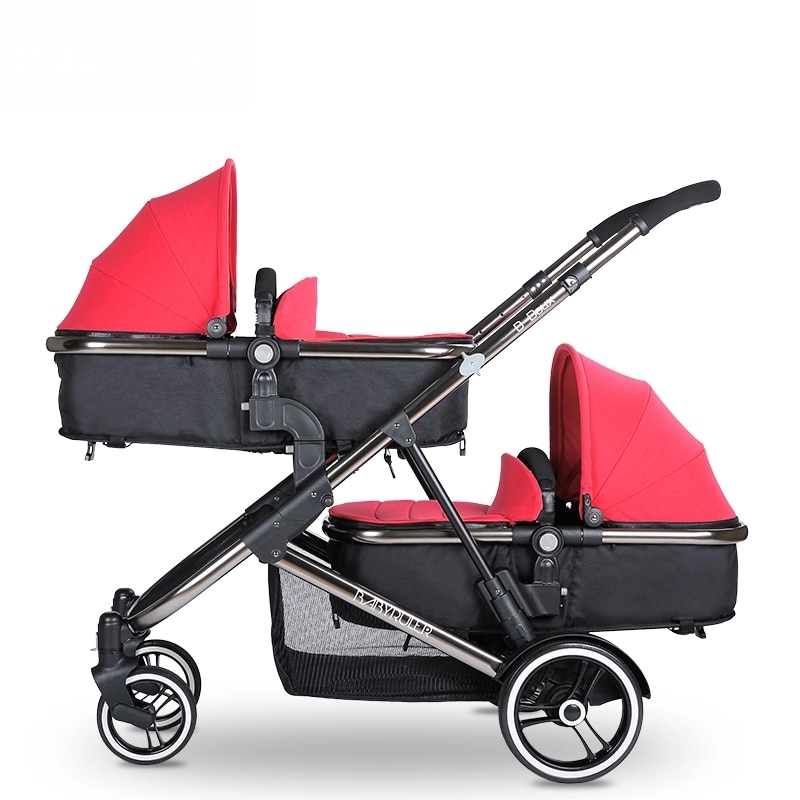 Twin Baby Stroller Lightweight Folding Double Stroller Can Sit and Lay Split Front and Rear Children's Pram Stroller