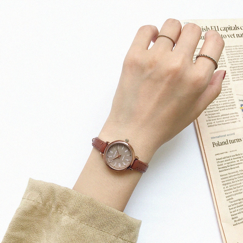 Retro Brown Women Watches Qualities Small Ladies Wristwatches Vintage Leather Bracelet Watch 2019 Fashion Brand Female Clock