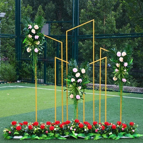art Geometric metal stand wedding flower display rack grand event stage backdrops decoration Lawn Wedding decoration iron prop