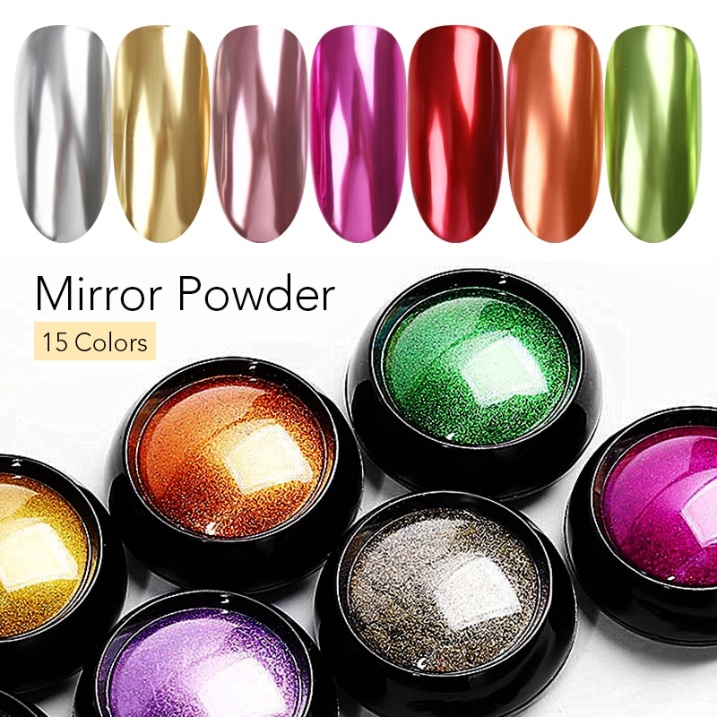 Colorful Nail Art Mirror Powder Rose Red Gold Silver Purple Pink Metal Effect Nail Art Powder Chrome Dust for UV Gel Polish