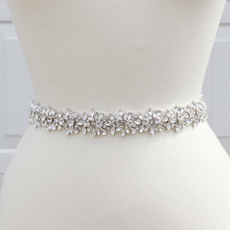 MissRDress Wedding Women Rhinestones Handmade Belt Wedding Evening Dress Belt Accessories Marriage Bridal Sashes Girlfriend Belt