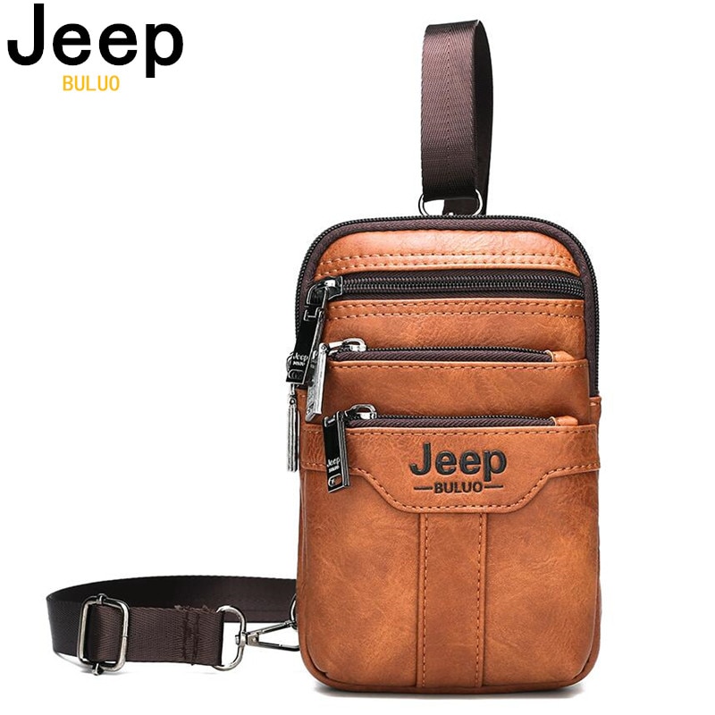 JEEP BULUO Multi-function Small Sling Chest Bag Legs Waist Bag For Man New Fashion Casual Crossbody Men Messenger Bags