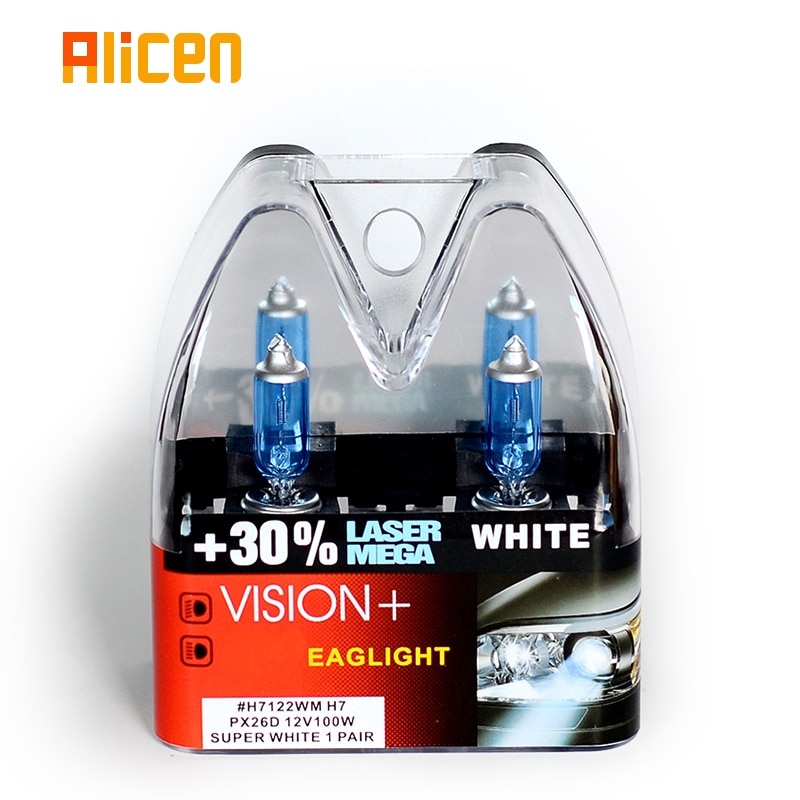 100W 12V Super White bulbs H7 Racing Vision +30% More Brightness Auto Headlight Hi/lo Beam Halogen Lamp Rally Performance Pair