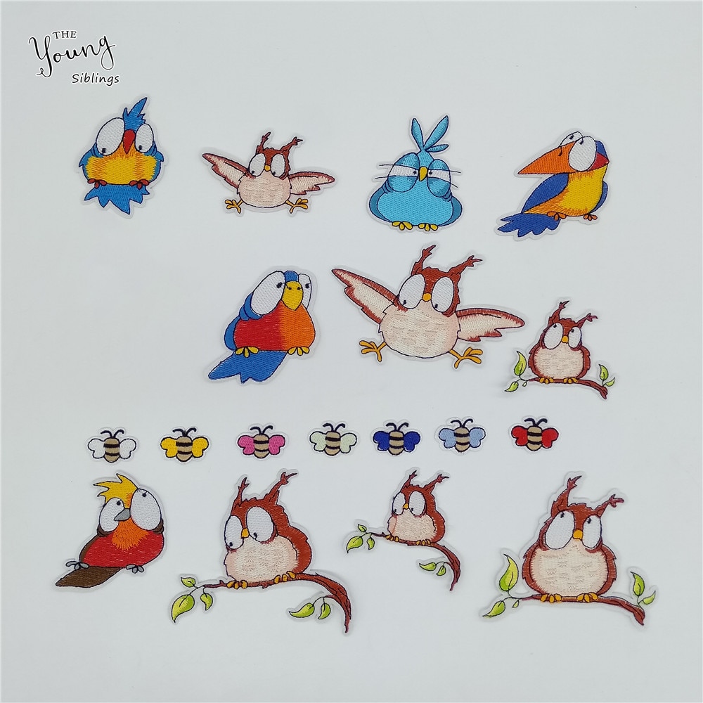 New arrive Cartoon Bird Bee Patch Hot melt adhesive Embroidery Iron on patch DIY Motifs Stickers Badges Clothing Accessories