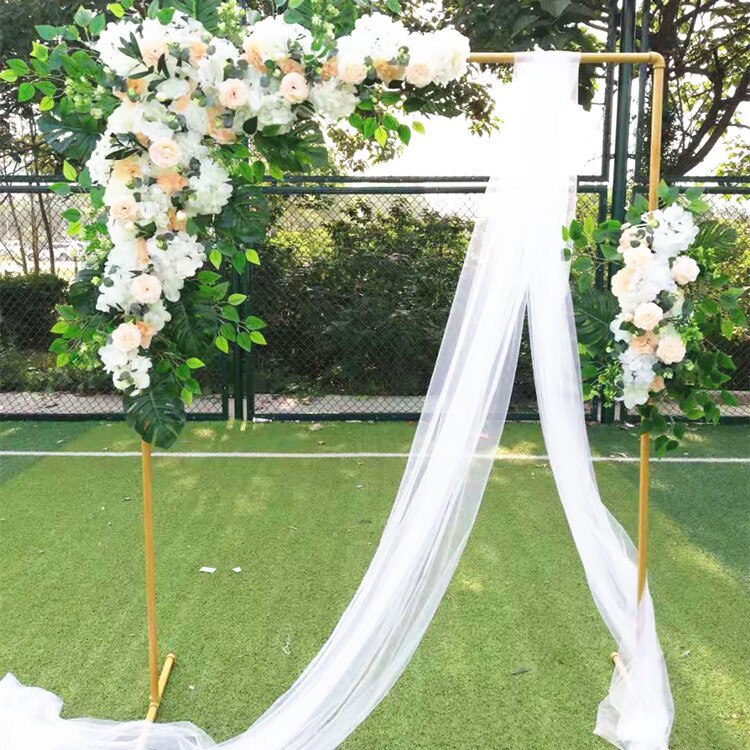 grand event outdoor stage backdrops metal rack frame with fake flowers decorative flower stand event party square arch DIY shelf