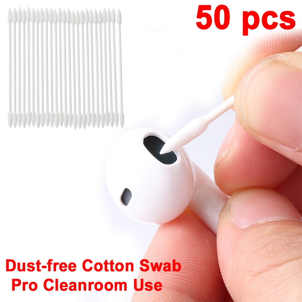 50PCS Swab For Apple Airpods Case For AirPods Earphone Phone Charge Port Apple Airpods Cotton Disposable Stick Cleaning Tool