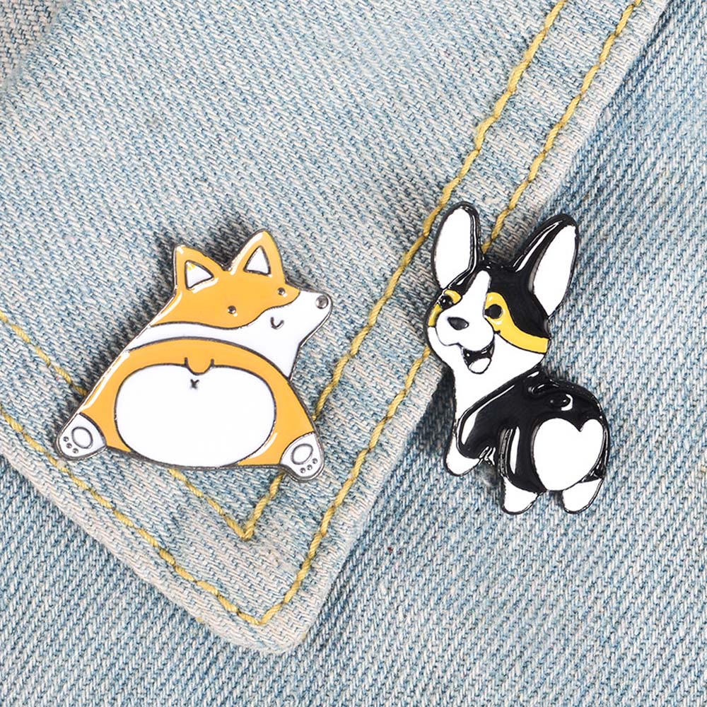 Cute Enamel Corgi Dog Brooch Women Cute Brooches Pin Men's Jackets Backpack Badge High Quality Metal Brooch Jewelry