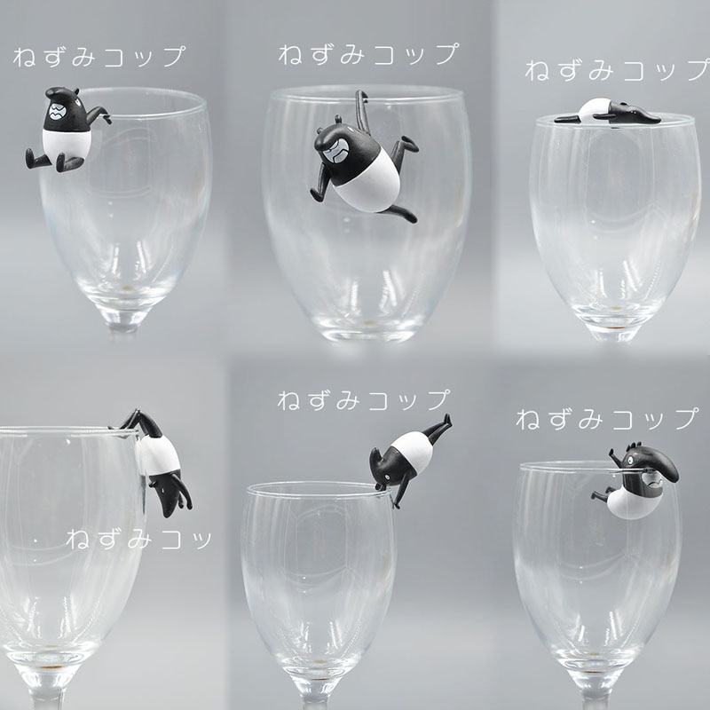 Japan capsule toys cute cartoon animal Tapir shiba inu PUTITTO on the edge of cup glass gashapon figures