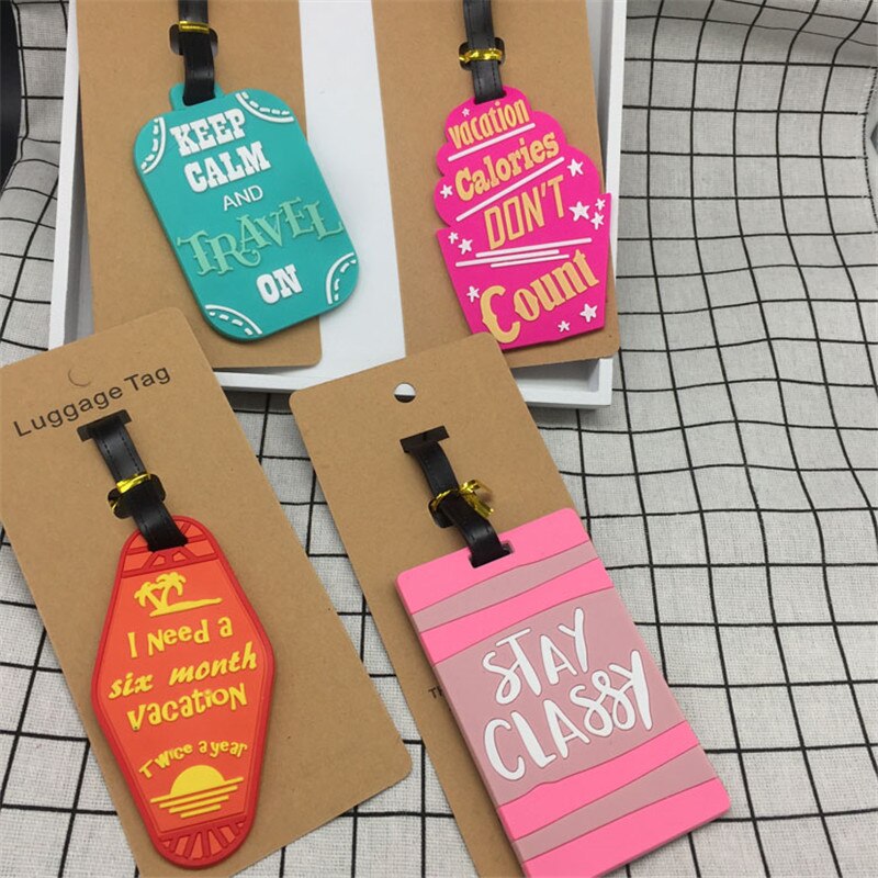 Travel Accessories Keep Calm Luggage Tag Fashion Women Silica Gel Suitcase ID Address Holder Baggage Boarding Tag Portable Label