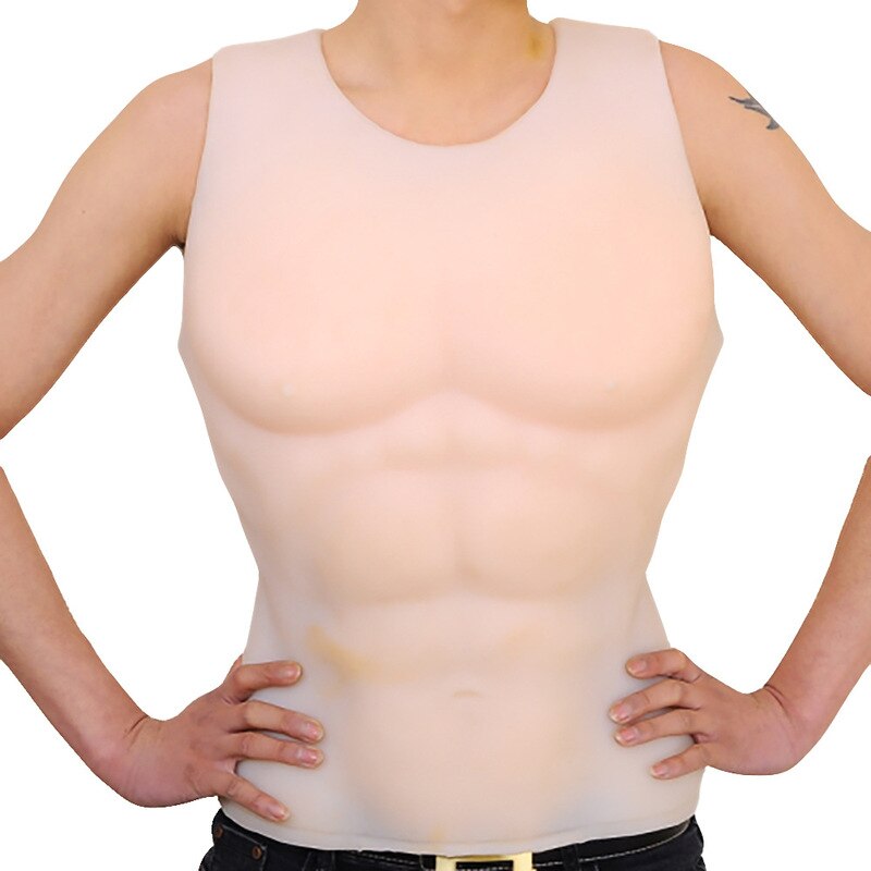 7800g Artificial Silicone Fake Pectoralis Vest Realistic Abdominal Muscle Boxing Belly Simulation Waist Shaper Sexy Bodysuit