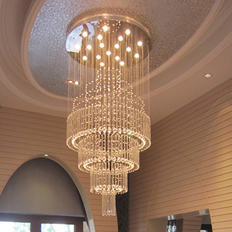 Crystal Chandelier Spiral Design Modern For Stair LED Crystal Lamp Luxury Hanging Indoor Hallway chandelier crystal ceiling