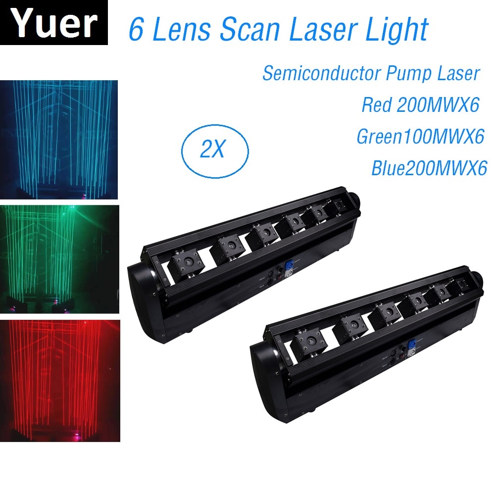 6 Lens RGB 3000mw DMX512 Laser Line Scanner Stage Lighting Effect Laser Projector Disco Lights Dj Dance Bar LED DMX Laser Show