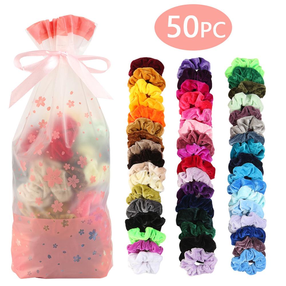 50, 40Pcs Velvet Scrunchie Women Girls Elastic Hair Rubber Bands Accessories Gum For Women Tie Hair Ring Rope Ponytail Holder#G1